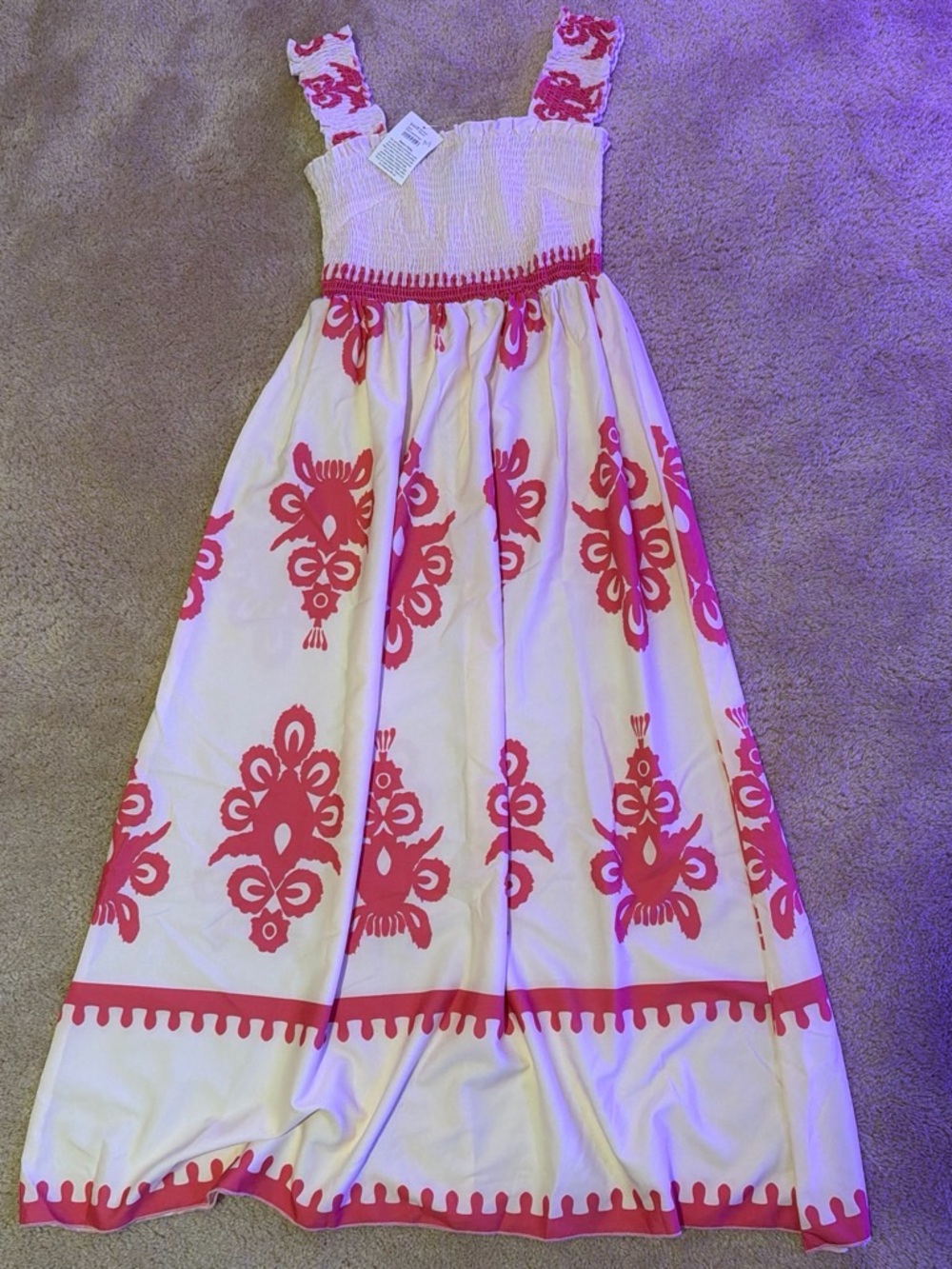 Girls White Maxi Dress with Pink Floral Print